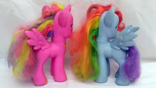Lote 2 Cavalinhos My Little Pony Rosa E Azul Com Defeitos - Imagem 2