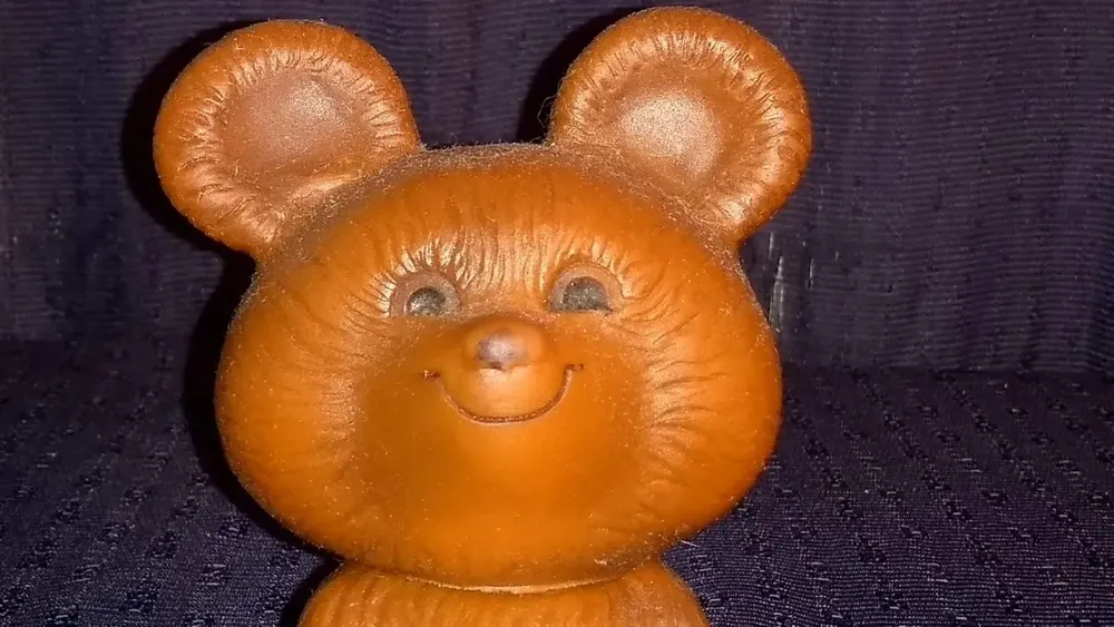 Raro Mascote Misha De Vinil Das Olimpíadas De Moscou De 1980