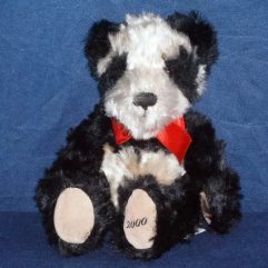Antigo Ursinho Preto E Branco Pelúcia Mei Ying Bombay 2000