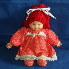 Boneca Antiga Corpo Pano Cabelos Lã Vermelhos Olhos Pintados