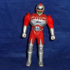 Boneco Anime Vermelho E Prateado Rosto Verde De Borracha