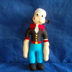 Boneco Popeye Artesanal De Pano Com Isopor 31cm De Altura